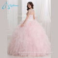 Sequined Perlen Kristall Rüschen Rosa Quinceanera Kleider Ballkleid